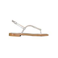 SANDALI INFRADITO “Capri – Azorre” IN PELLE E PAVE’ DI CRISTALLO ARGENTO 10 mm