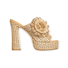 SANDALI MULES “Chantal” IN RAFFIA  BEIGE 130 mm