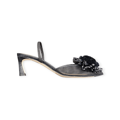 SANDALI SLINGBACK “Chantal” IN MICRO RETE  NERO 60 mm