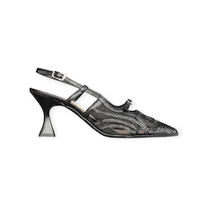 SANDALI “Slingback – Walter Violet”  IN MICRO RETE NERO 70 mm