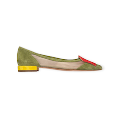 BALLERINE “Yoshiko – Fabio Rusconi” IN MICRO RETE E SUEDE VERDE/ROSSO 10 mm