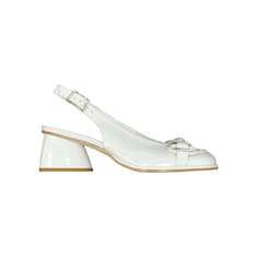 SANDALI “Bruglia – Slingback” IN VERNICE BIANCO 50 mm