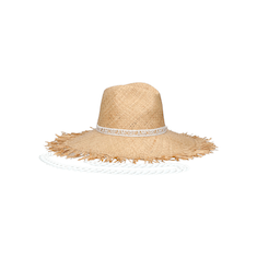 CAPPELLO “Sophie Rafia Sfrangiata – Borsalino” IN RAFIA BEIGE TESA LARGA