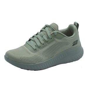 Sneaker Donna SKECHERS BOBS SQUAD CHAOS FACE OFF in tessuto mesh – 117209/SAGE SAGE