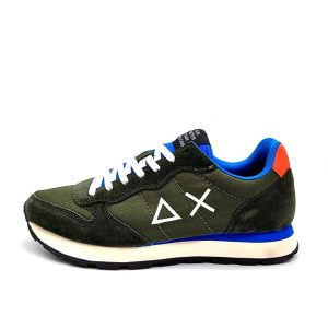 Sneaker Uomo SUN68 in tessuto e camoscio – TOM SOLID NYLON Z42101 MILITARE SCURO