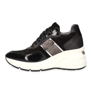 Sneaker Donna NERO GIARDINI in vernice, camoscio e materiale tecnico – I411493D/100 NERO
