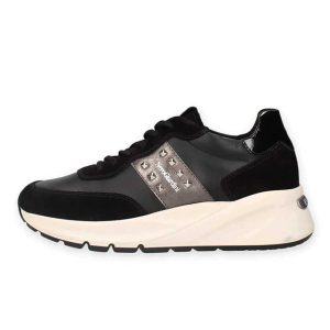 Sneaker Donna NERO GIARDINI in pelle camoscio e materiale tecnico – I414520D/100 NERO
