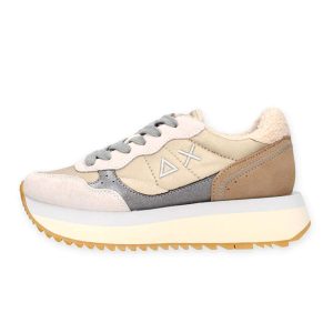 Sneaker Donna SUN68 in pelle – BIG ALLY WINTER Z44213 BIANCO/PANNA
