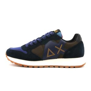 Sneaker Uomo SUN68 in tessuto nylon e camoscio -jaki bicolor Z43114 MARRONE/NAVY BLUE