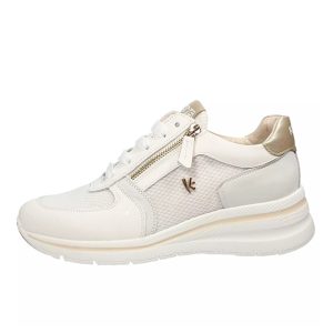 Sneaker Donna KEYS in pelle con inserti in tessuto mesh e camoscio- K-10600 WHITE/GREY/GOLD