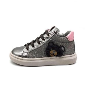 Sneaker Bambina NERO GIARDINI KIDS in pelle – I227283F/115 ACCIAIO