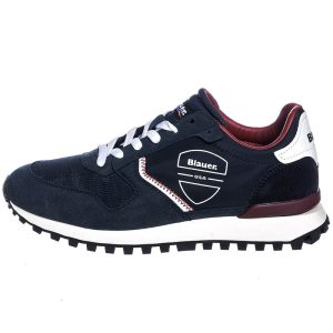 Sneaker Uomo BLAUER in tessuto nylon e camoscio – S3DIXON01/CAM NAVY/WHITE