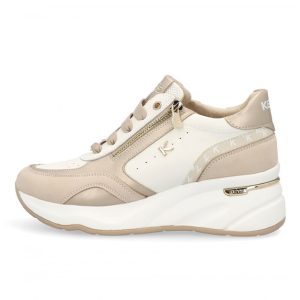 Sneaker Donna KEYS in pelle – K-10591 BEIGE/AVORIO/PLATINO