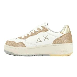 Sneaker Donna SUN68 in pelle ed ecopelle – BASKET LOVE LADY Z35234 BIANCO/ORO