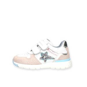 Sneaker Bambina NERO GIARDINI KIDS in pelle e camoscio – E227171F/668 CAMELIA/BIANCO
