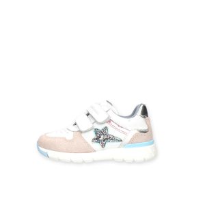 Sneaker Bimba NERO GIARDINI BABY in pelle e camoscio – E222171F/668 CAMELIA/BIANCO