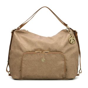 Borsa a spalla/zaino Donna YNOT? in tessuto con inserti in pelle – CLO-052S5 NUT