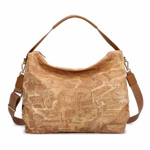 Shopping Hobo a spalla Donna YNOT? in tessuto – GUM-003S5 TAN