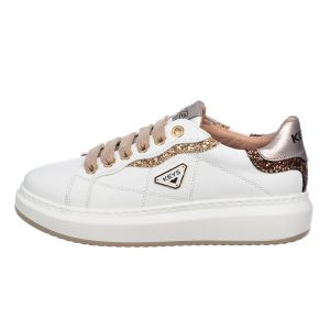 Sneaker Donna KEYS in pelle ed ecopelle – K-9800 WHITE/TORTORA/BRONZO
