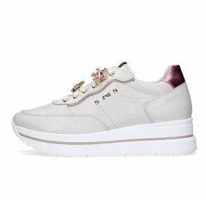 Sneaker Donna NERO GIARDINI in pelle – E512907D/713 OSSO