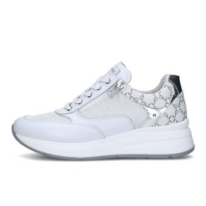 Sneaker Donna NERO GIARDINI in pelle e tessuto – E512930D/707 BIANCO