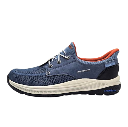 Sneaker Uomo da barca SKECHERS in tessuto mesh ingegnerizzato ed inserto in ecopelle- 205467/BLU BLUE - immagine 2