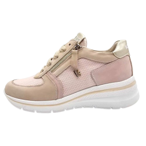 Sneaker Donna KEYS in pelle con inserti in tessuto mesh e camoscio- K-10600 NUDE/PINK/GOLD