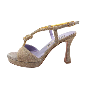 Sandalo Donna ALBANO in tessuto lurex – 3295 NIGHT BEIGE