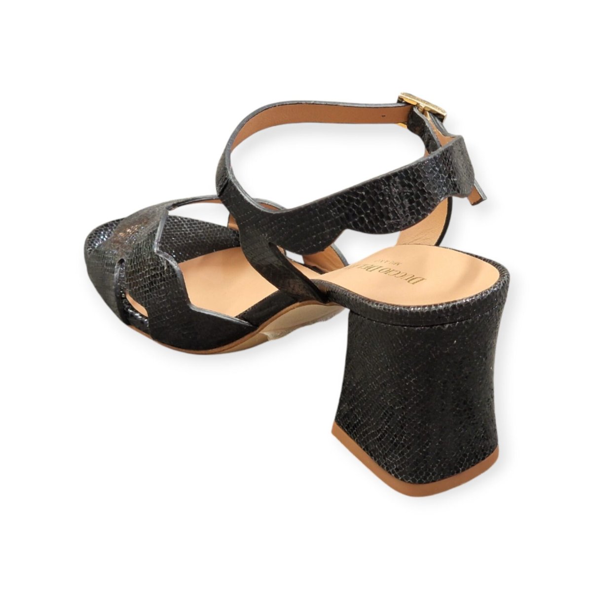 SANDALI “Duccio del Duca” IN PELLE NERO 70 mm - immagine 3