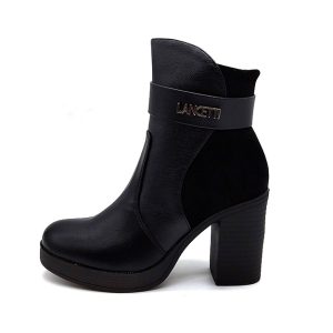 Tronchetto Donna Lancetti in pelle e camoscio – LT016SD BLACK