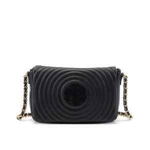 Tracolla media trapuntata Donna YNOT? in ecopelle – ROU-001S2 BLACK