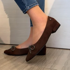 BALLERINA MARRONE XTI CON FIOCCO IN STRASS NERO