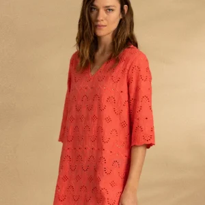 Abito donna corto sangallo di cotone manu