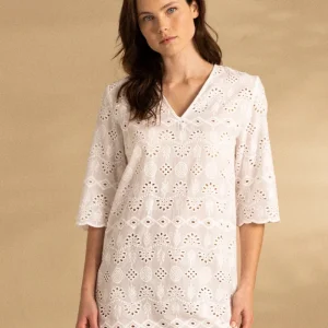 Abito donna corto sangallo di cotone manu