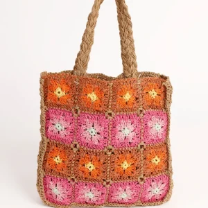 Borsa paglia con chiusura clip folk