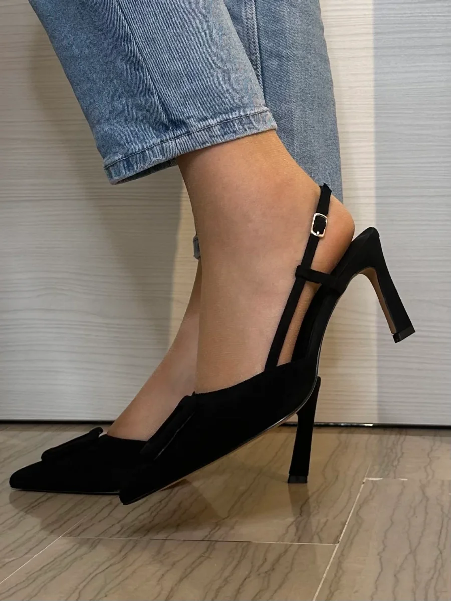 DÉCOLLETÉ AZAREY DONNA SLINGBACK NERA IN PELLE