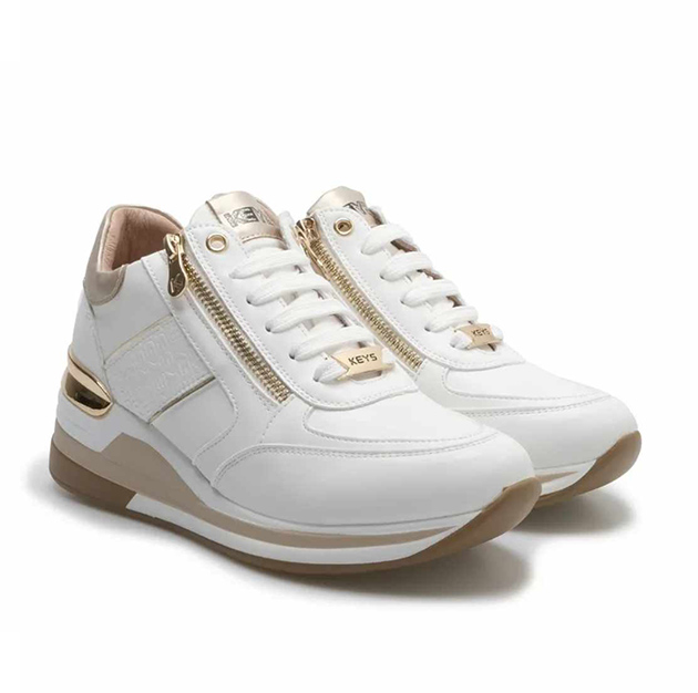 Sneaker Donna KEYS in pelle – K-9815 WHITE/GOLD - immagine 3