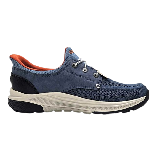 Sneaker Uomo da barca SKECHERS in tessuto mesh ingegnerizzato ed inserto in ecopelle- 205467/BLU BLUE - immagine 4