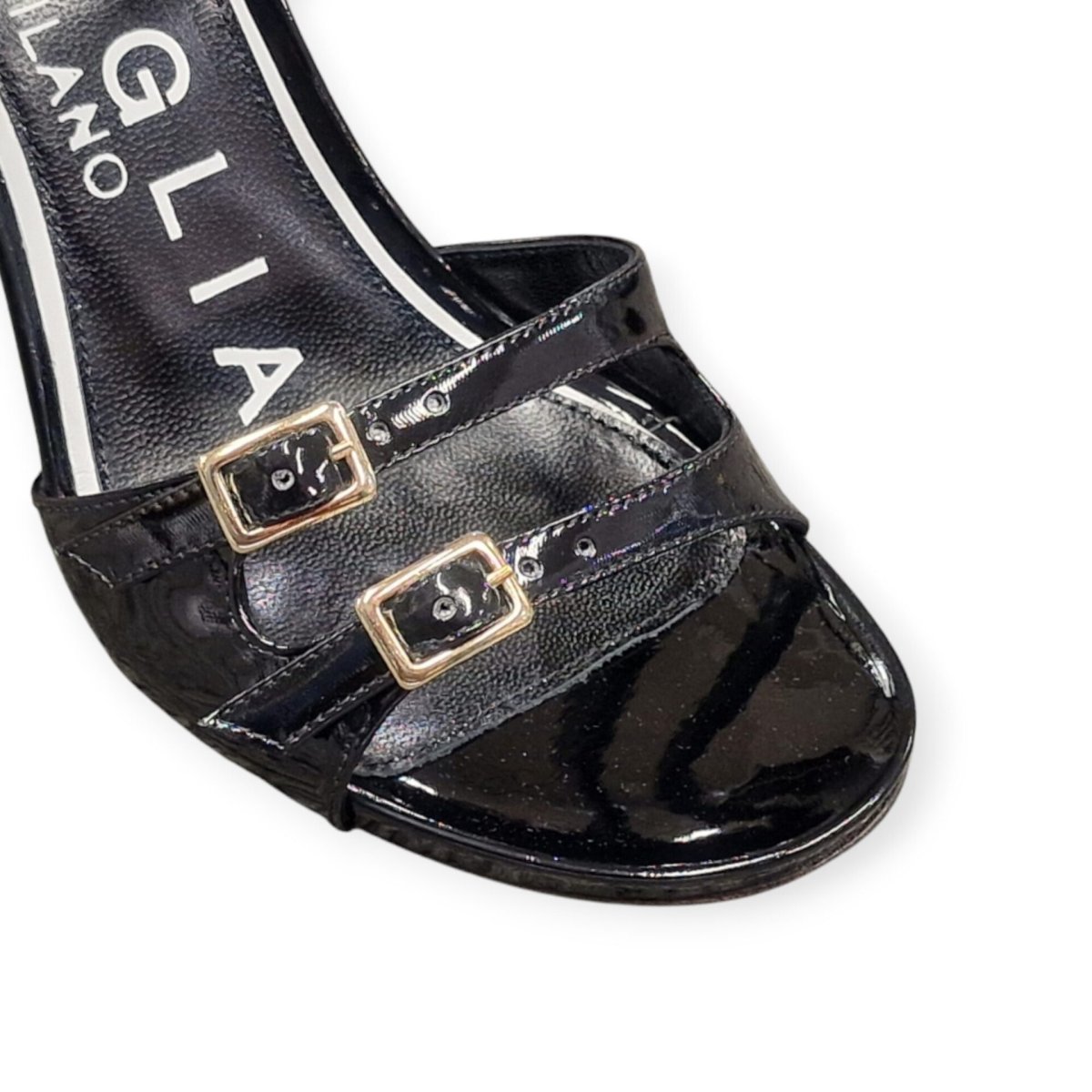 SANDALI “Bruglia” IN VERNICE NERO 80 mm - immagine 5