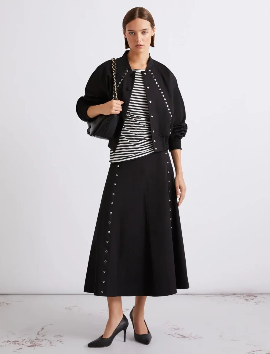 Gonna svasata in gabardina di cotone - NERO MARELLA - immagine 3