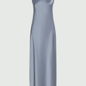 Abito con spalline in satin - AZZURRO MARELLA