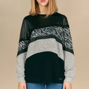 Maglia patchwork girocollo Sabina