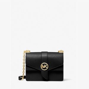 Michael Kors Borsa a tracolla Greenwich piccola in pelle Saffiano nero