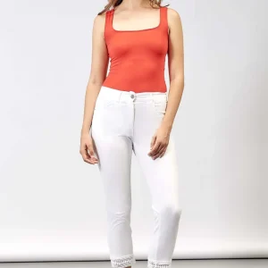 Riva Th Pantalone cotone super stretch con pizzo