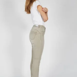 Malika Snb29/S Push up in denim beige super stretch con dettaglio strass