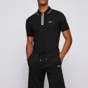 HUGO BOSS POLO SLIM FIT CON DETTAGLI A CONTRASTO_NERO