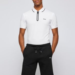 HUGO BOSS POLO SLIM FIT CON DETTAGLI A CONTRASTO_BIANCA