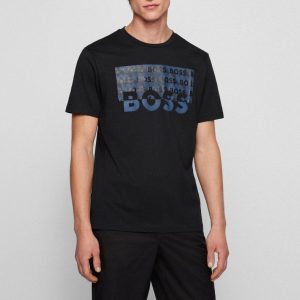 BOSS T-SHIRT IN JERSEY DI COTONE CON GRAFICA CON LOGO_BLUE
