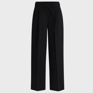 Hugo Boss Pantaloni relaxed fit in crêpe giapponese antipiega_nero