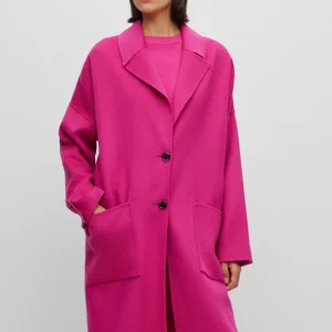 Hugo Boss Cappotto Relaxed Fit in misto lana mèlange_DISPONIBILE FUXIA O BLU